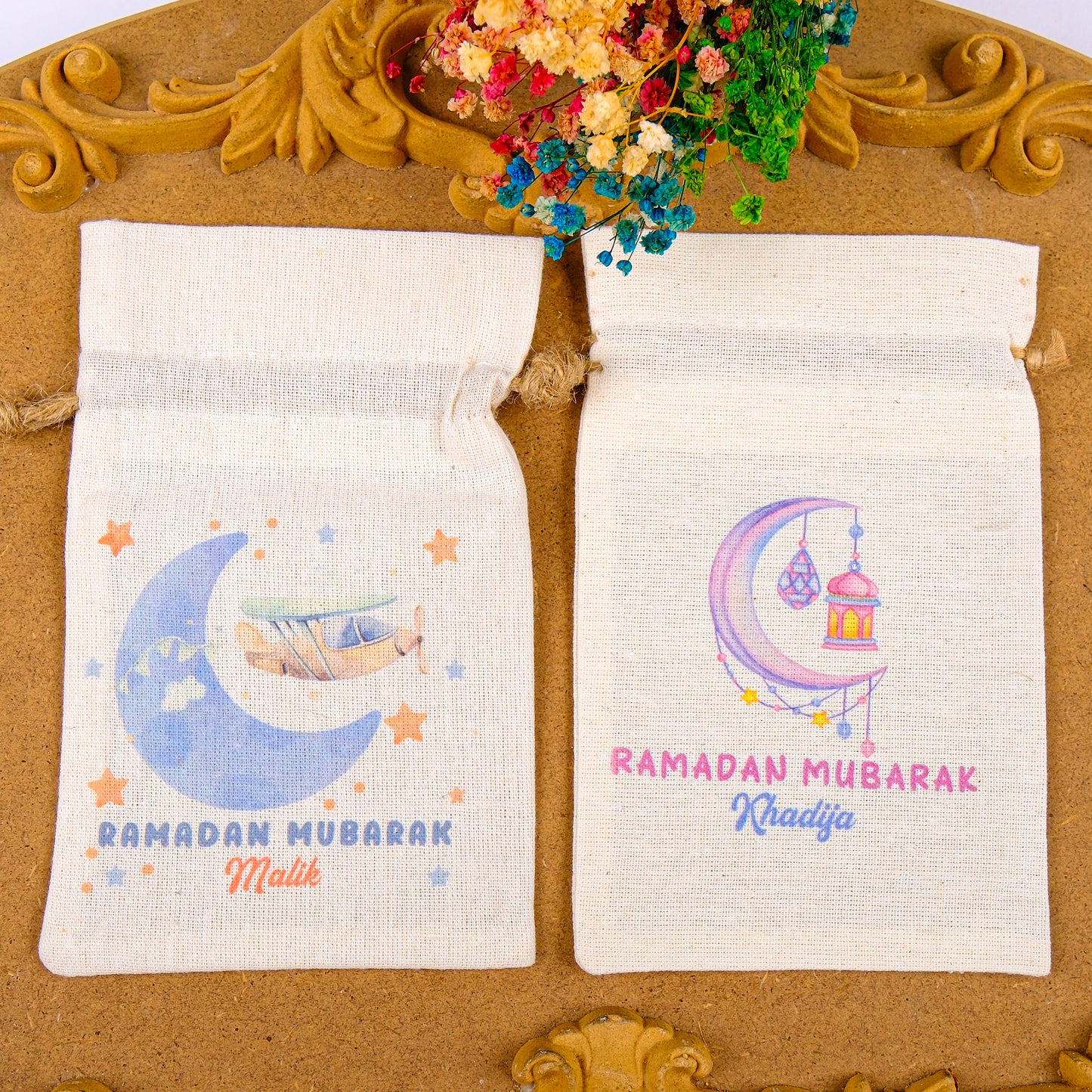 Personalized Eid Gift Bag for Kids, Custom Ramadan Favor Pouch, Cotton Treat Bag, Goodie Bag