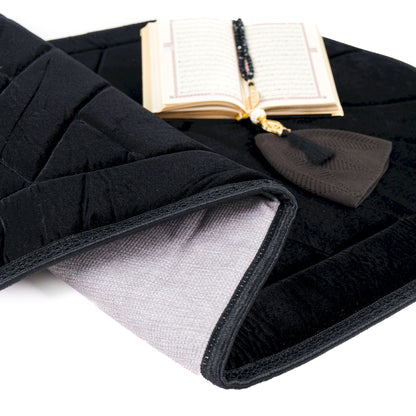 Padded Thick Prayer Mat Quran Tasbeeh Kufi Islamic Muslim Gift Set