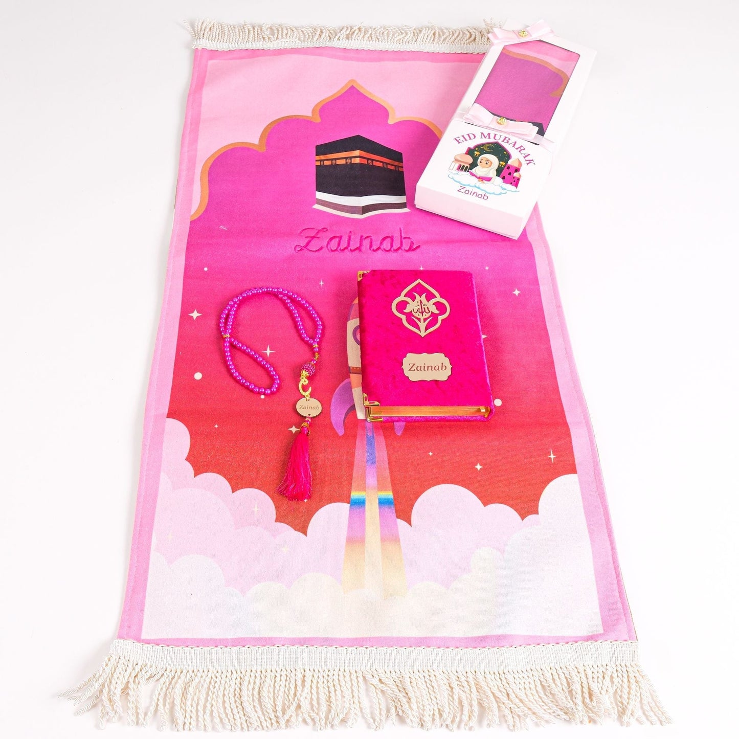Personalized Soft Prayer Mat for Girls Quran Tasbeeh Islamic Gift Set - Islamic Elite Favors is a handmade gift shop offering a wide variety of unique and personalized gifts for all occasions. Whether you're looking for the perfect Ramadan, Eid, Hajj, wedding gift or something special for a birthday, baby shower or anniversary, we have something for everyone. High quality, made with love.