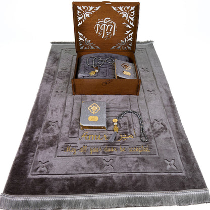 Personalized Plush Prayer Mat Velvet Quran Crystal Tasbeeh Wooden Box - Islamic Elite Favors is a handmade gift shop offering a wide variety of unique and personalized gifts for all occasions. Whether you're looking for the perfect Ramadan, Eid, Hajj, wedding gift or something special for a birthday, baby shower or anniversary, we have something for everyone. High quality, made with love.