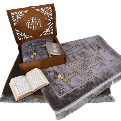 Personalized Plush Prayer Mat Velvet Quran Crystal Tasbeeh Wooden Box - Islamic Elite Favors is a handmade gift shop offering a wide variety of unique and personalized gifts for all occasions. Whether you're looking for the perfect Ramadan, Eid, Hajj, wedding gift or something special for a birthday, baby shower or anniversary, we have something for everyone. High quality, made with love.