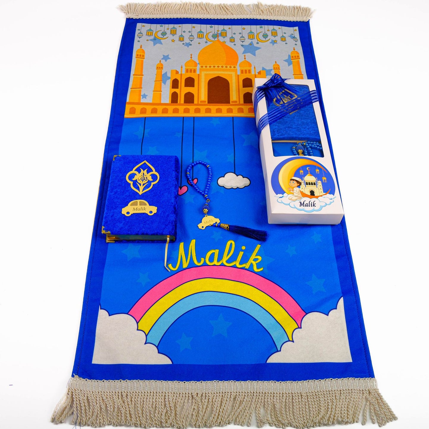 Personalized Kids Prayer Mat Quran Tasbeeh Gift Set for Boys, Ramadan Eid Birthday Graduation Gift - Islamic Elite Favors is a handmade gift shop offering a wide variety of unique and personalized gifts for all occasions. Whether you're looking for the perfect Ramadan, Eid, Hajj, wedding gift or something special for a birthday, baby shower or anniversary, we have something for everyone. High quality, made with love.