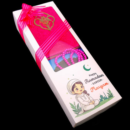 Personalized Kids Prayer Mat Quran Tasbeeh Gift Set for Girls, Ramadan Eid Birthday Graduation Gift - Islamic Elite Favors is a handmade gift shop offering a wide variety of unique and personalized gifts for all occasions. Whether you're looking for the perfect Ramadan, Eid, Hajj, wedding gift or something special for a birthday, baby shower or anniversary, we have something for everyone. High quality, made with love.