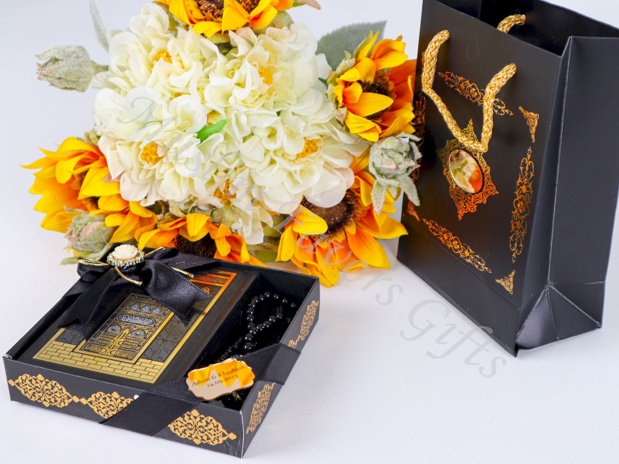 Al-Hadaya Islamic Luxury Gift Set Black | Chenille Box with Holy Kaba  Design Quran & Beads - Al-Hadaya: A One-Stop-Shop for Islamic Giveaways