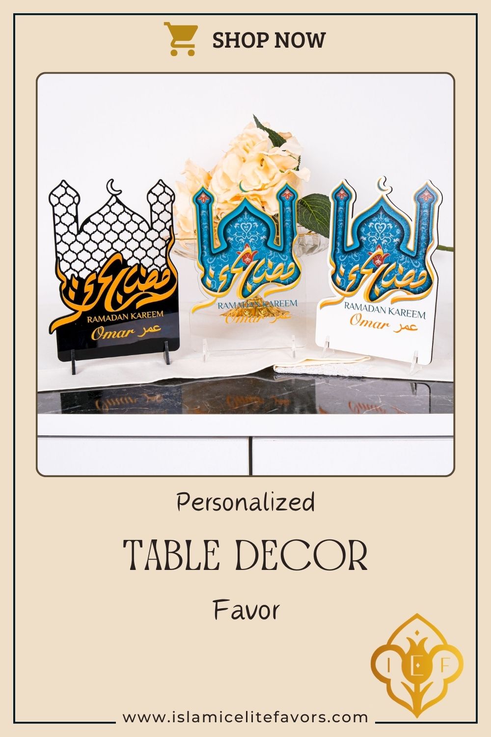 Personalized Ramadan Eid Table Decor Islamic Favor Tabletop Sign Stand - Islamic Elite Favors is a handmade gift shop offering a wide variety of unique and personalized gifts for all occasions. Whether you're looking for the perfect Ramadan, Eid, Hajj, wedding gift or something special for a birthday, baby shower or anniversary, we have something for everyone. High quality, made with love.