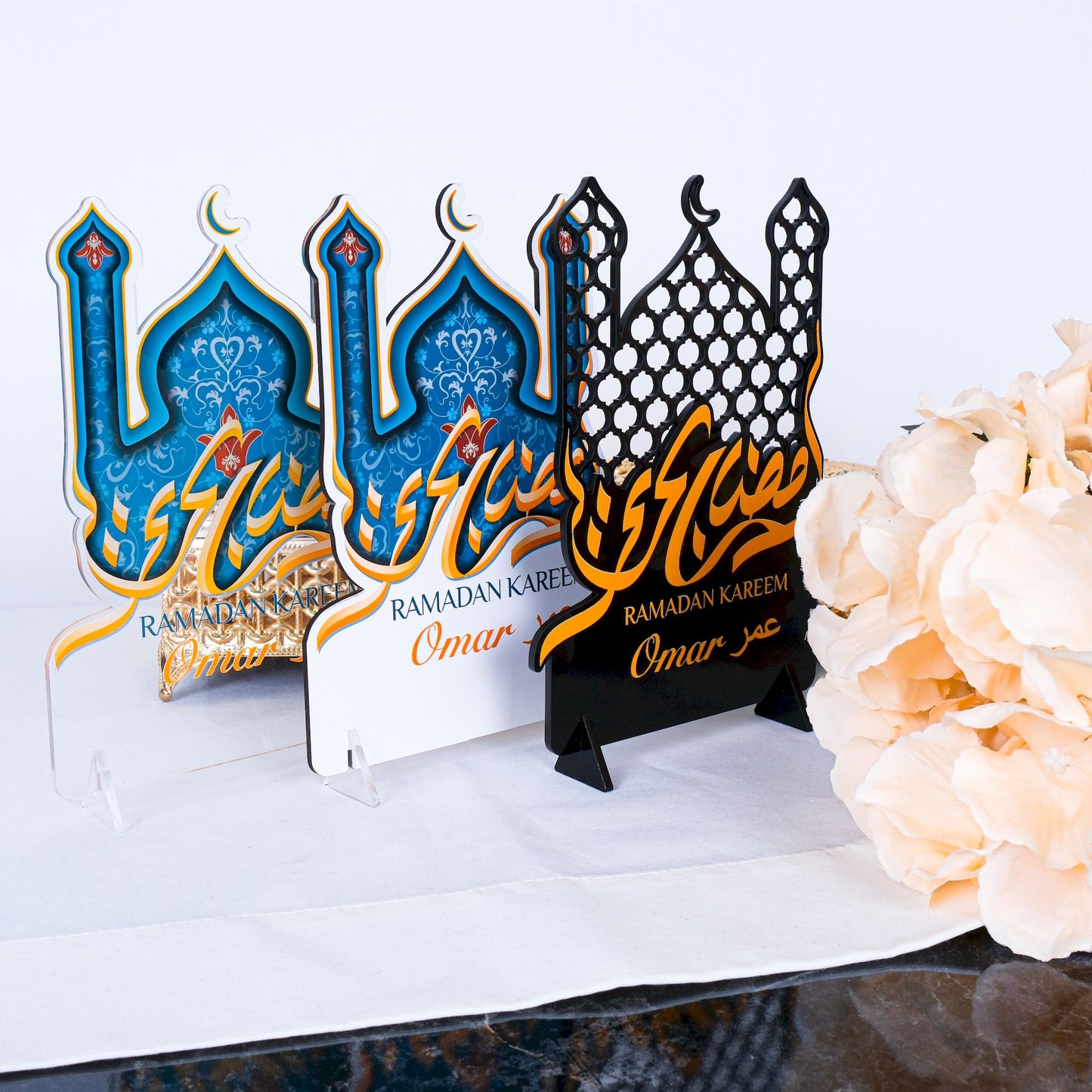 Personalized Ramadan Eid Table Decor Islamic Favor Tabletop Sign Stand