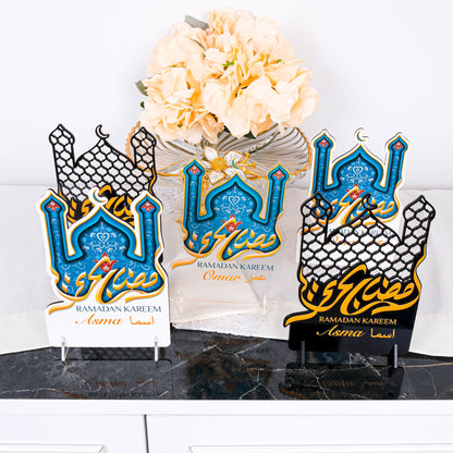 Personalized Ramadan Eid Table Decor Islamic Favor Tabletop Sign Stand