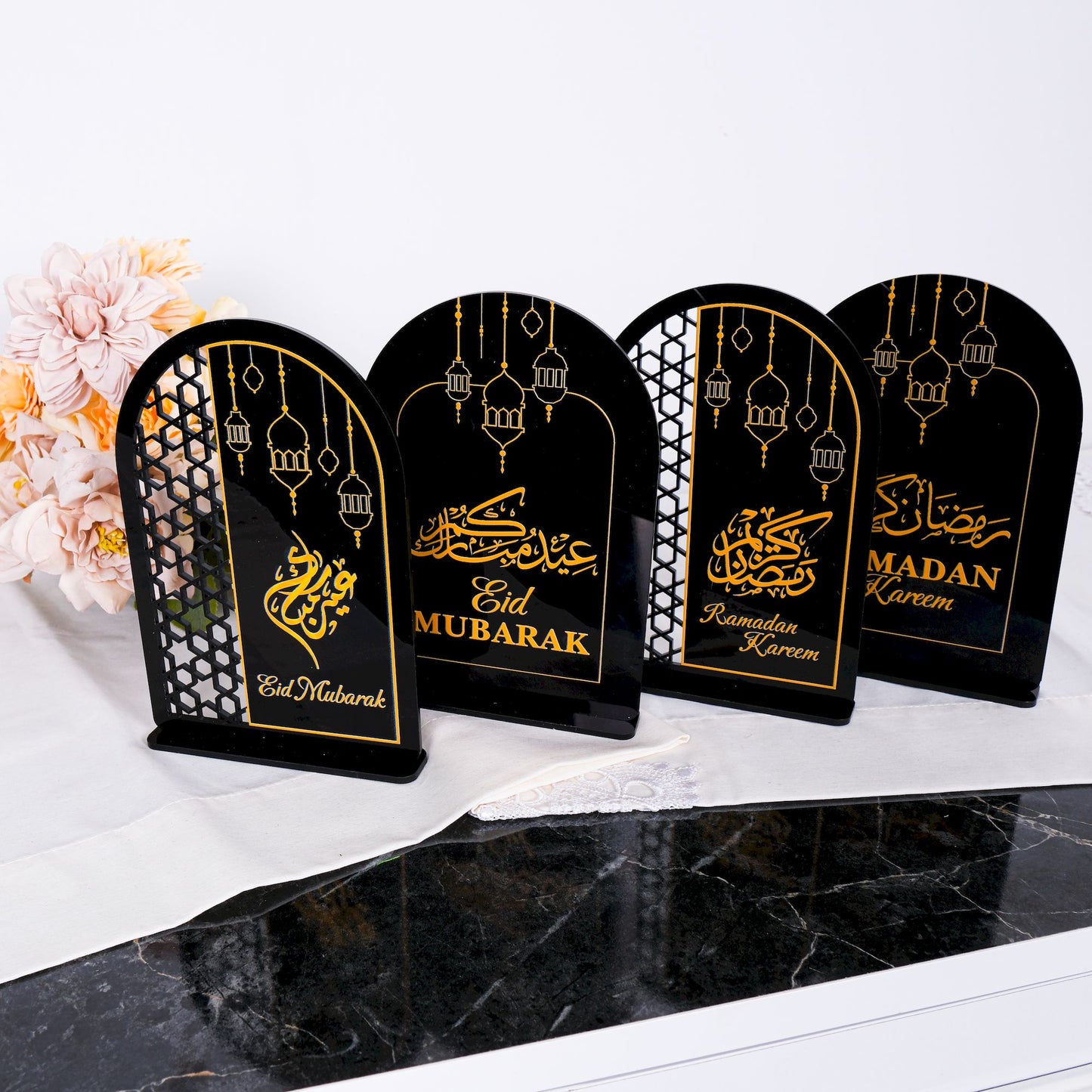 Ramadan Eid Table Decor Islamic Art Favor Tabletop Sign&Stand Gift