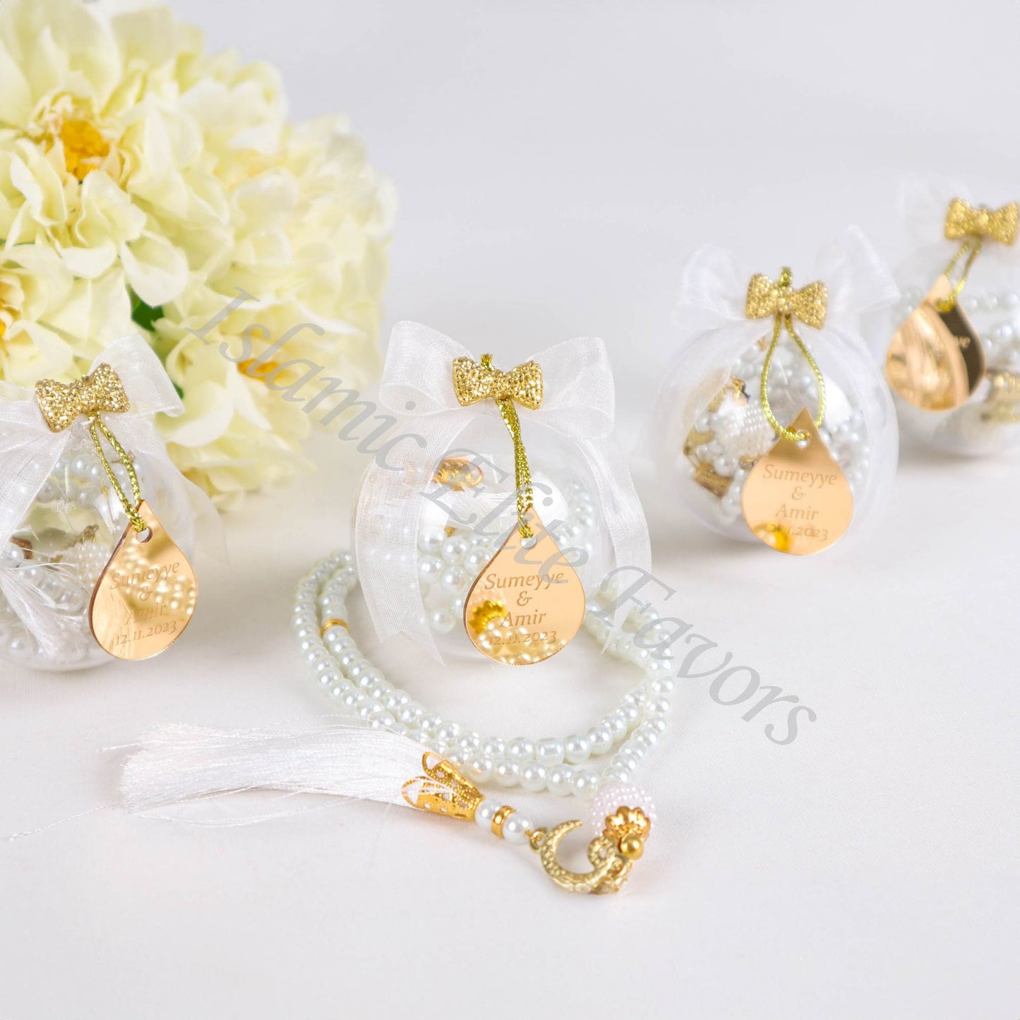 Personalized Pearl Prayer Beads Muslim Wedding Baby Shower Ramadan Gift