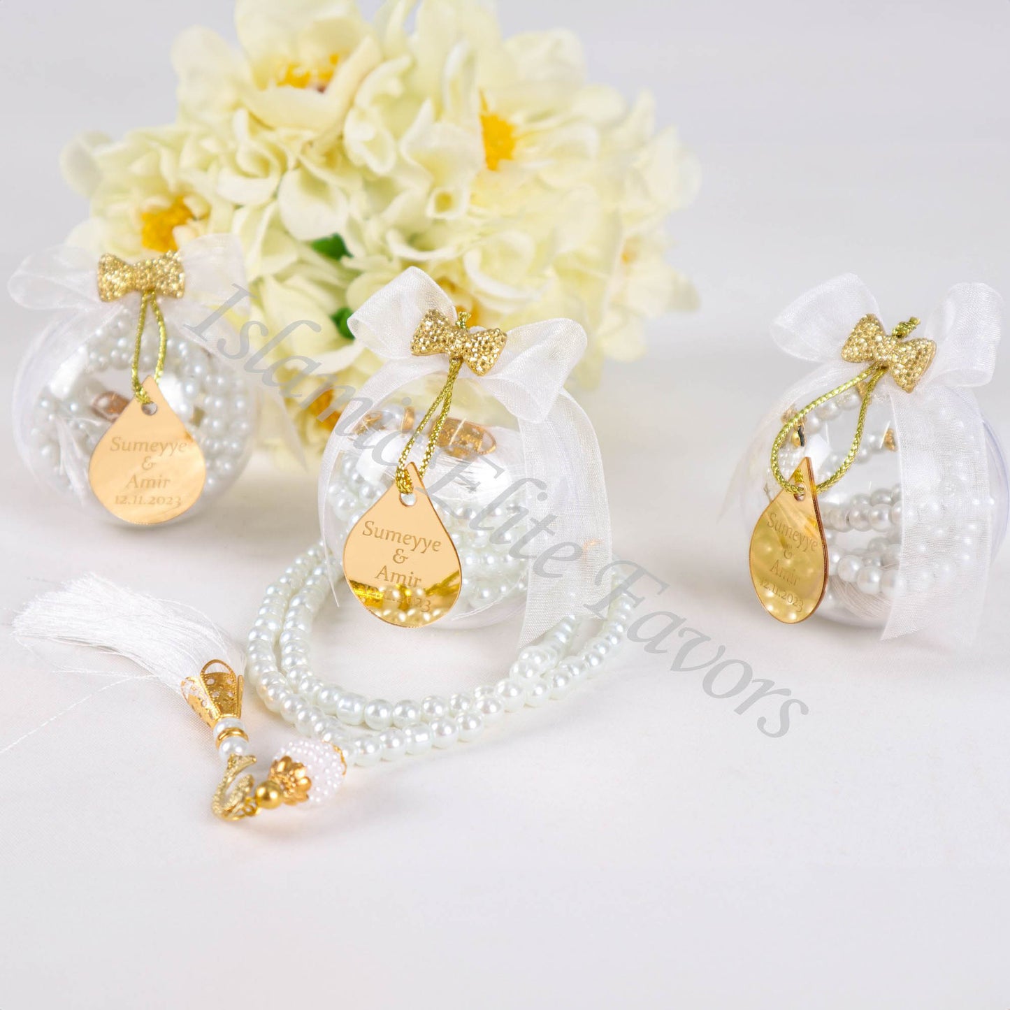 Personalized Pearl Prayer Bead Muslim Wedding Baby Shower Ramadan Gift