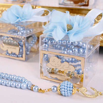 Personalized Prayer Beads Baby Shower Favor for Boy in Mica Gift Box - Islamic Elite Favors is a handmade gift shop offering a wide variety of unique and personalized gifts for all occasions. Whether you're looking for the perfect Ramadan, Eid, Hajj, wedding gift or something special for a birthday, baby shower or anniversary, we have something for everyone. High quality, made with love.