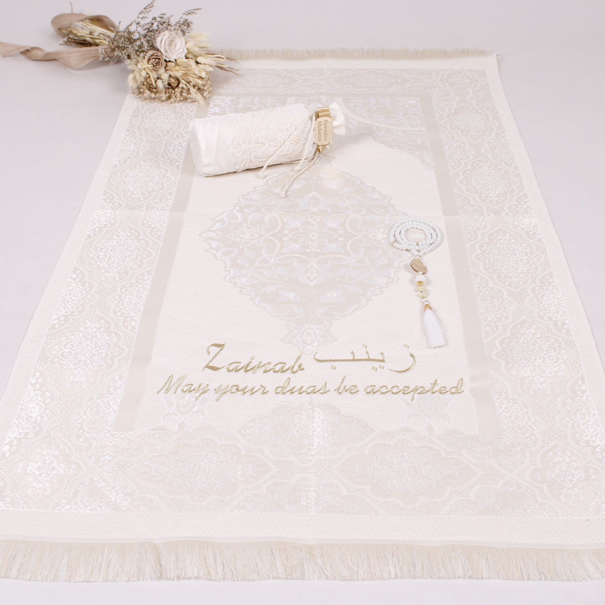 Personalized Pouch Travel Prayer Mat Tasbeeh Islamic Muslim Gift Set - Islamic Elite Favors is a handmade gift shop offering a wide variety of unique and personalized gifts for all occasions. Whether you're looking for the perfect Ramadan, Eid, Hajj, wedding gift or something special for a birthday, baby shower or anniversary, we have something for everyone. High quality, made with love.