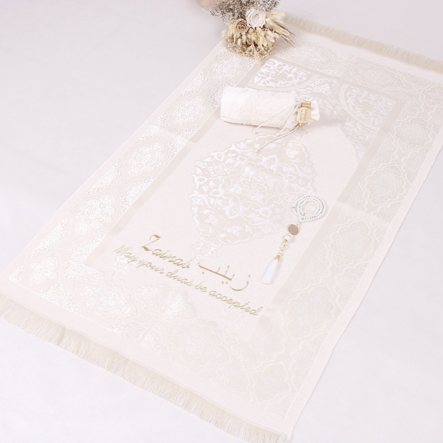 Personalized Pouch Travel Prayer Mat Tasbeeh Islamic Muslim Gift Set - Islamic Elite Favors is a handmade gift shop offering a wide variety of unique and personalized gifts for all occasions. Whether you're looking for the perfect Ramadan, Eid, Hajj, wedding gift or something special for a birthday, baby shower or anniversary, we have something for everyone. High quality, made with love.