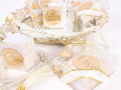 Personalized Mini Quran Pearl Prayer Bead Bow Tie Décor Wedding Favor