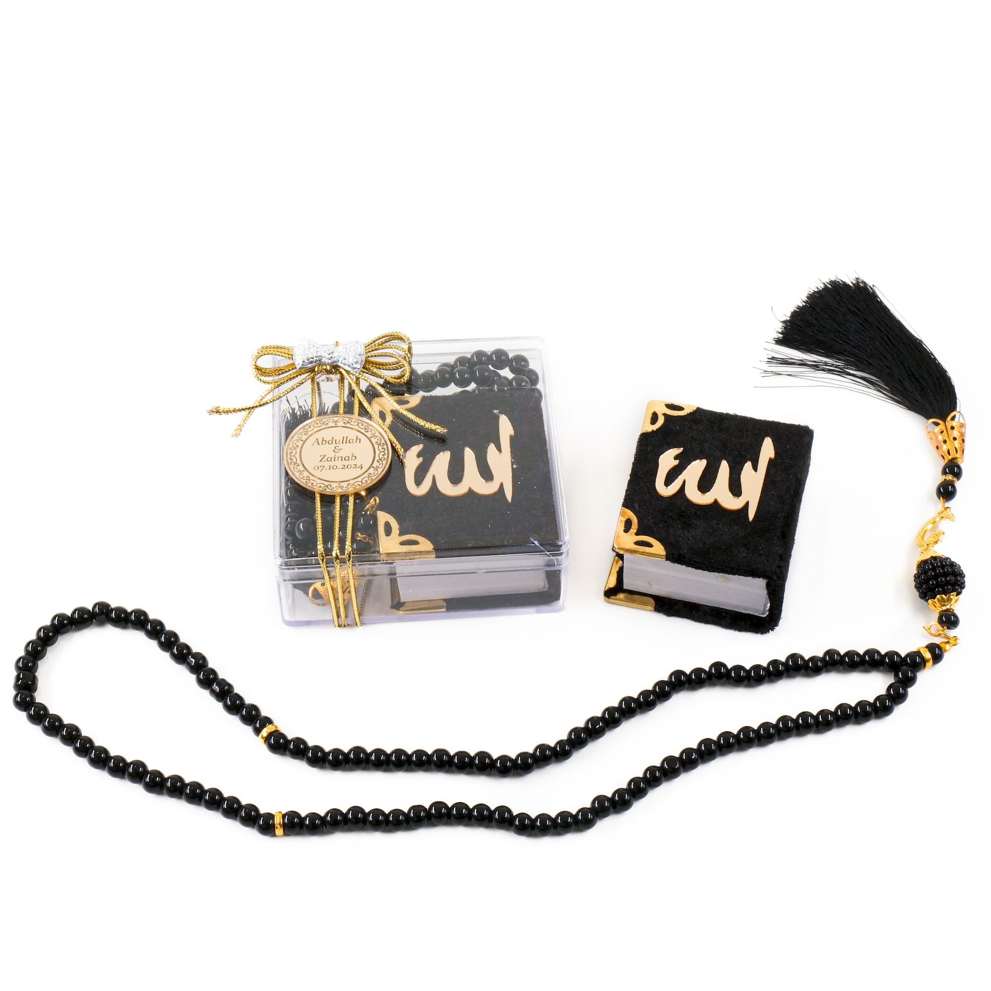 Personalized Mini Quran Prayer Beads Bow Tie with Plexi Wedding Favor - Islamic Elite Favors is a handmade gift shop offering a wide variety of unique and personalized gifts for all occasions. Whether you're looking for the perfect Ramadan, Eid, Hajj, wedding gift or something special for a birthday, baby shower or anniversary, we have something for everyone. High quality, made with love.