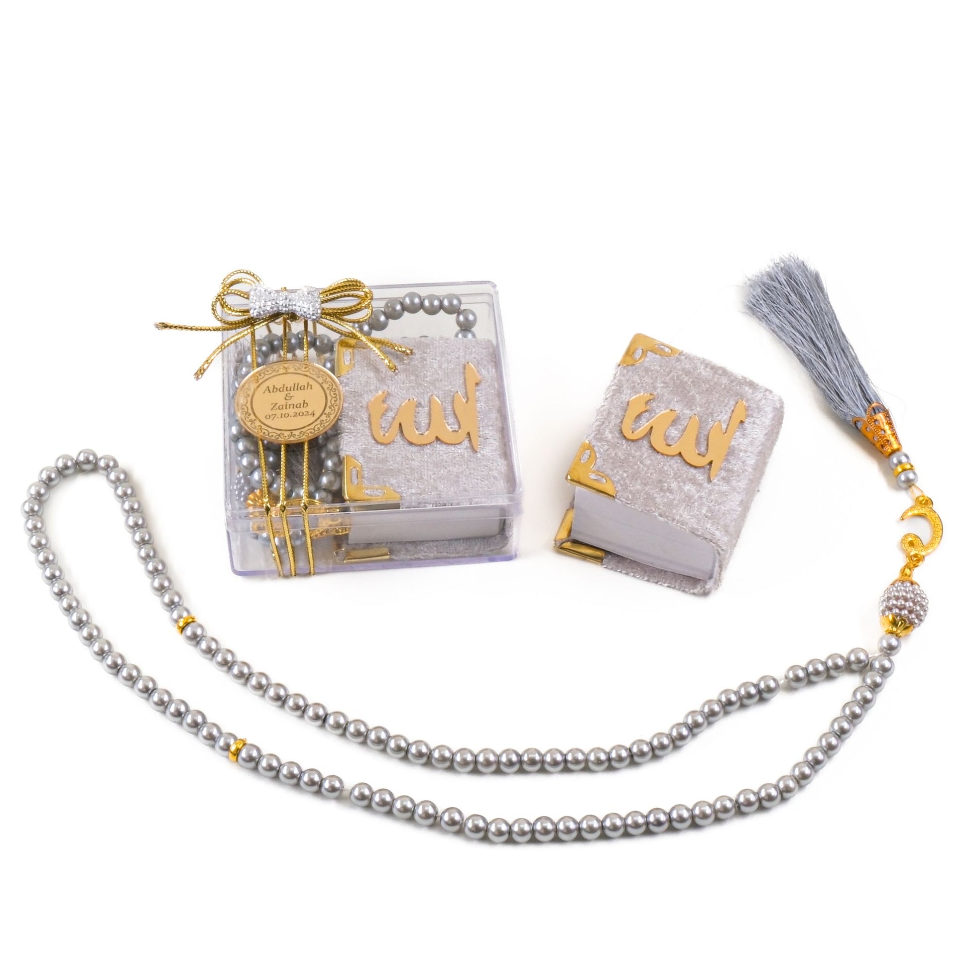 Personalized Mini Quran Prayer Beads Bow Tie with Plexi Wedding Favor - Islamic Elite Favors is a handmade gift shop offering a wide variety of unique and personalized gifts for all occasions. Whether you're looking for the perfect Ramadan, Eid, Hajj, wedding gift or something special for a birthday, baby shower or anniversary, we have something for everyone. High quality, made with love.