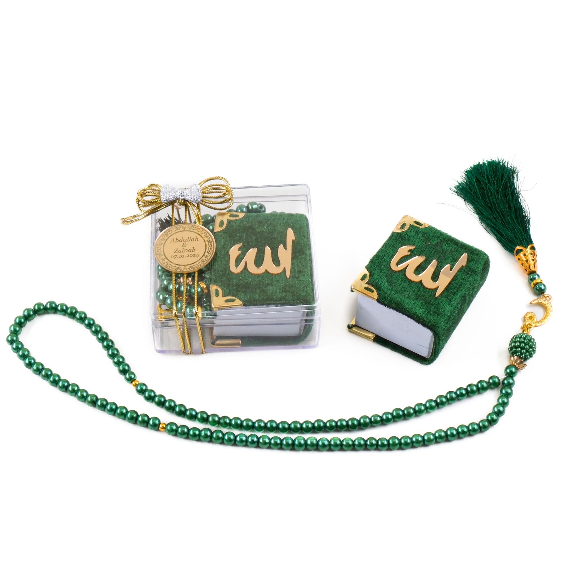 Personalized Mini Quran Prayer Beads Bow Tie with Plexi Wedding Favor - Islamic Elite Favors is a handmade gift shop offering a wide variety of unique and personalized gifts for all occasions. Whether you're looking for the perfect Ramadan, Eid, Hajj, wedding gift or something special for a birthday, baby shower or anniversary, we have something for everyone. High quality, made with love.