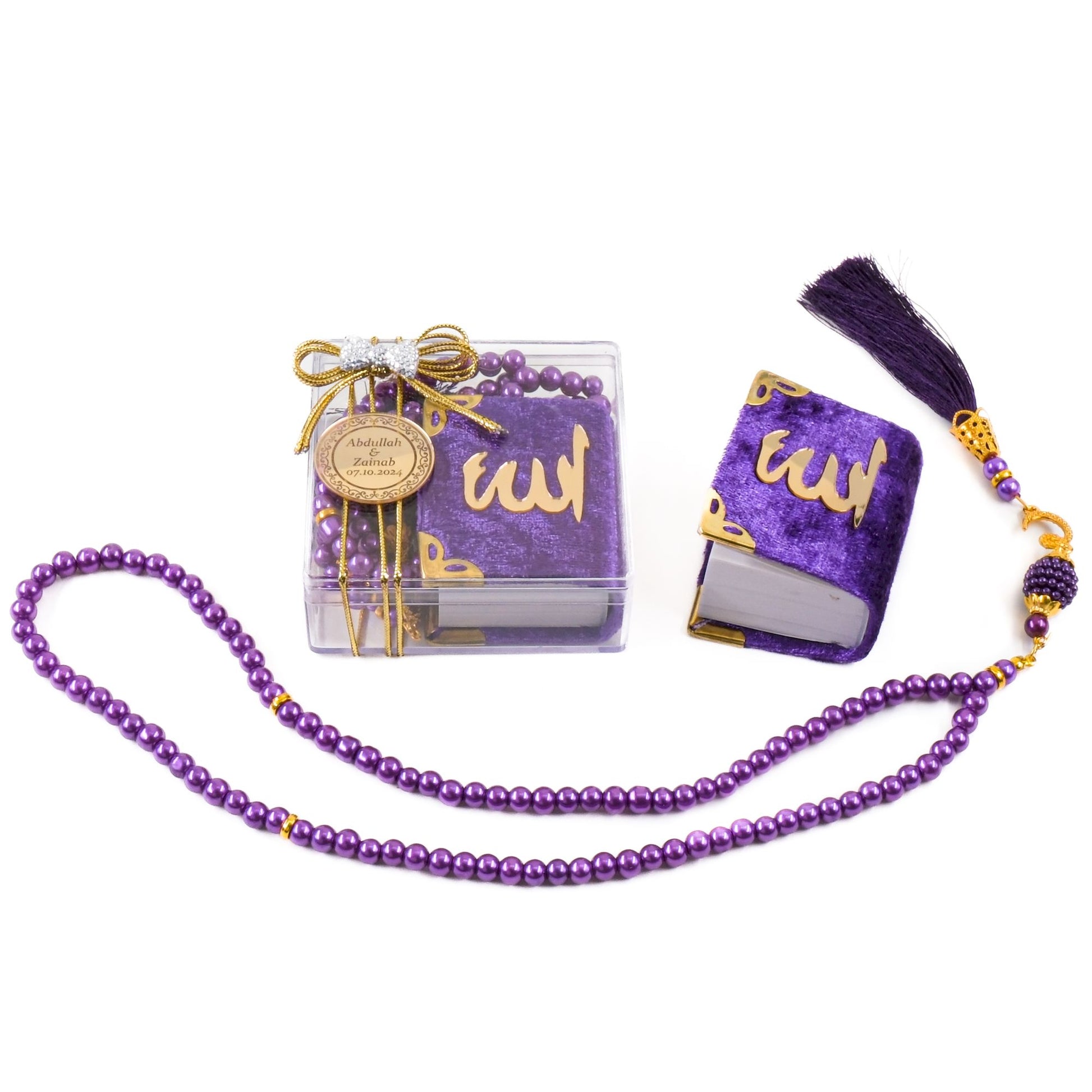 Personalized Mini Quran Prayer Beads Bow Tie with Plexi Wedding Favor - Islamic Elite Favors is a handmade gift shop offering a wide variety of unique and personalized gifts for all occasions. Whether you're looking for the perfect Ramadan, Eid, Hajj, wedding gift or something special for a birthday, baby shower or anniversary, we have something for everyone. High quality, made with love.