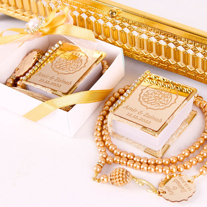 Personalized Wedding Favor Mini Quran Pearl Tasbeeh Basmala Decor - Islamic Elite Favors is a handmade gift shop offering a wide variety of unique and personalized gifts for all occasions. Whether you're looking for the perfect Ramadan, Eid, Hajj, wedding gift or something special for a birthday, baby shower or anniversary, we have something for everyone. High quality, made with love.