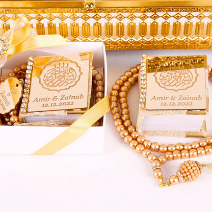 Personalized Wedding Favor Mini Quran Pearl Tasbeeh Basmala Decor - Islamic Elite Favors is a handmade gift shop offering a wide variety of unique and personalized gifts for all occasions. Whether you're looking for the perfect Ramadan, Eid, Hajj, wedding gift or something special for a birthday, baby shower or anniversary, we have something for everyone. High quality, made with love.