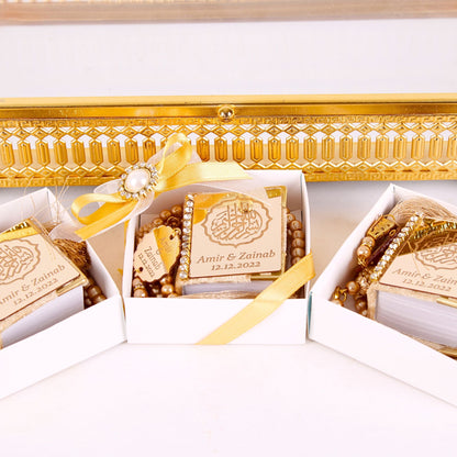 Personalized Wedding Favor Mini Quran Pearl Tasbeeh Basmala Decor - Islamic Elite Favors is a handmade gift shop offering a wide variety of unique and personalized gifts for all occasions. Whether you're looking for the perfect Ramadan, Eid, Hajj, wedding gift or something special for a birthday, baby shower or anniversary, we have something for everyone. High quality, made with love.