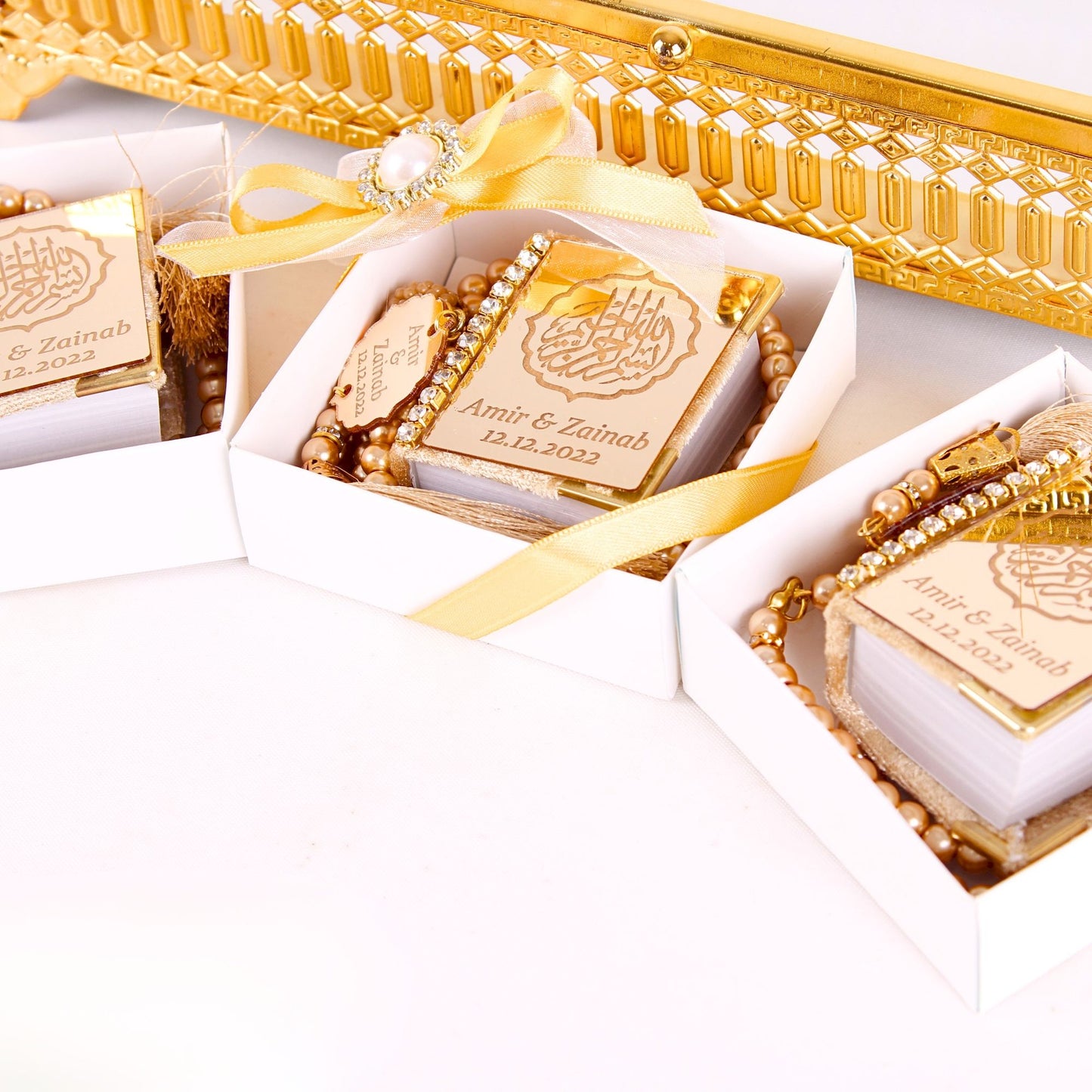 Personalized Wedding Favor Mini Quran Pearl Tasbeeh Basmala Decor - Islamic Elite Favors is a handmade gift shop offering a wide variety of unique and personalized gifts for all occasions. Whether you're looking for the perfect Ramadan, Eid, Hajj, wedding gift or something special for a birthday, baby shower or anniversary, we have something for everyone. High quality, made with love.