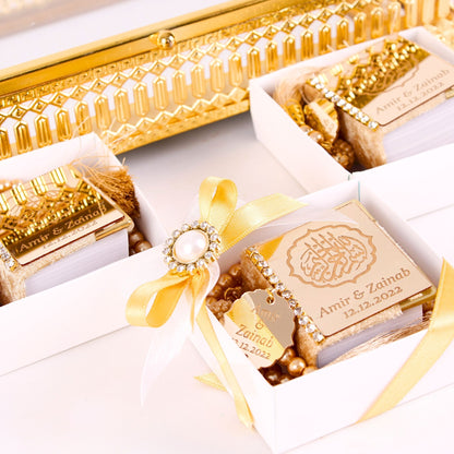 Personalized Wedding Favor Mini Quran Pearl Tasbeeh Basmala Decor - Islamic Elite Favors is a handmade gift shop offering a wide variety of unique and personalized gifts for all occasions. Whether you're looking for the perfect Ramadan, Eid, Hajj, wedding gift or something special for a birthday, baby shower or anniversary, we have something for everyone. High quality, made with love.