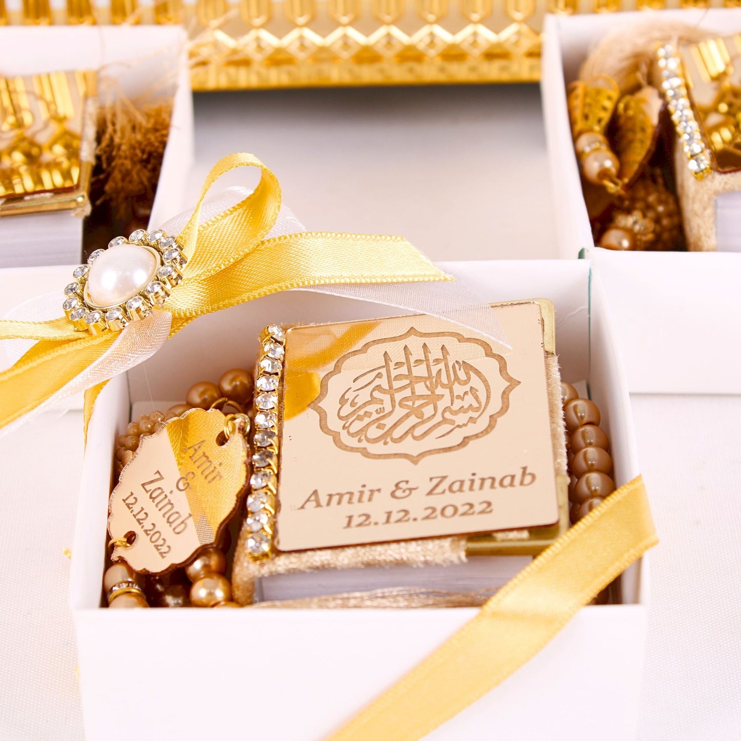Personalized Wedding Favor Mini Quran Pearl Tasbeeh Basmala Decor - Islamic Elite Favors is a handmade gift shop offering a wide variety of unique and personalized gifts for all occasions. Whether you're looking for the perfect Ramadan, Eid, Hajj, wedding gift or something special for a birthday, baby shower or anniversary, we have something for everyone. High quality, made with love.