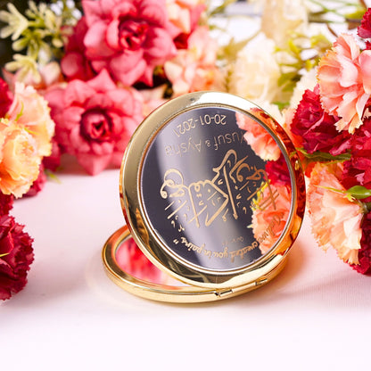 Personalized Wedding Favor Gold Makeup Mirror Silver Acrylic Writing - Islamic Elite Favors is a handmade gift shop offering a wide variety of unique and personalized gifts for all occasions. Whether you're looking for the perfect Ramadan, Eid, Hajj, wedding gift or something special for a birthday, baby shower or anniversary, we have something for everyone. High quality, made with love.