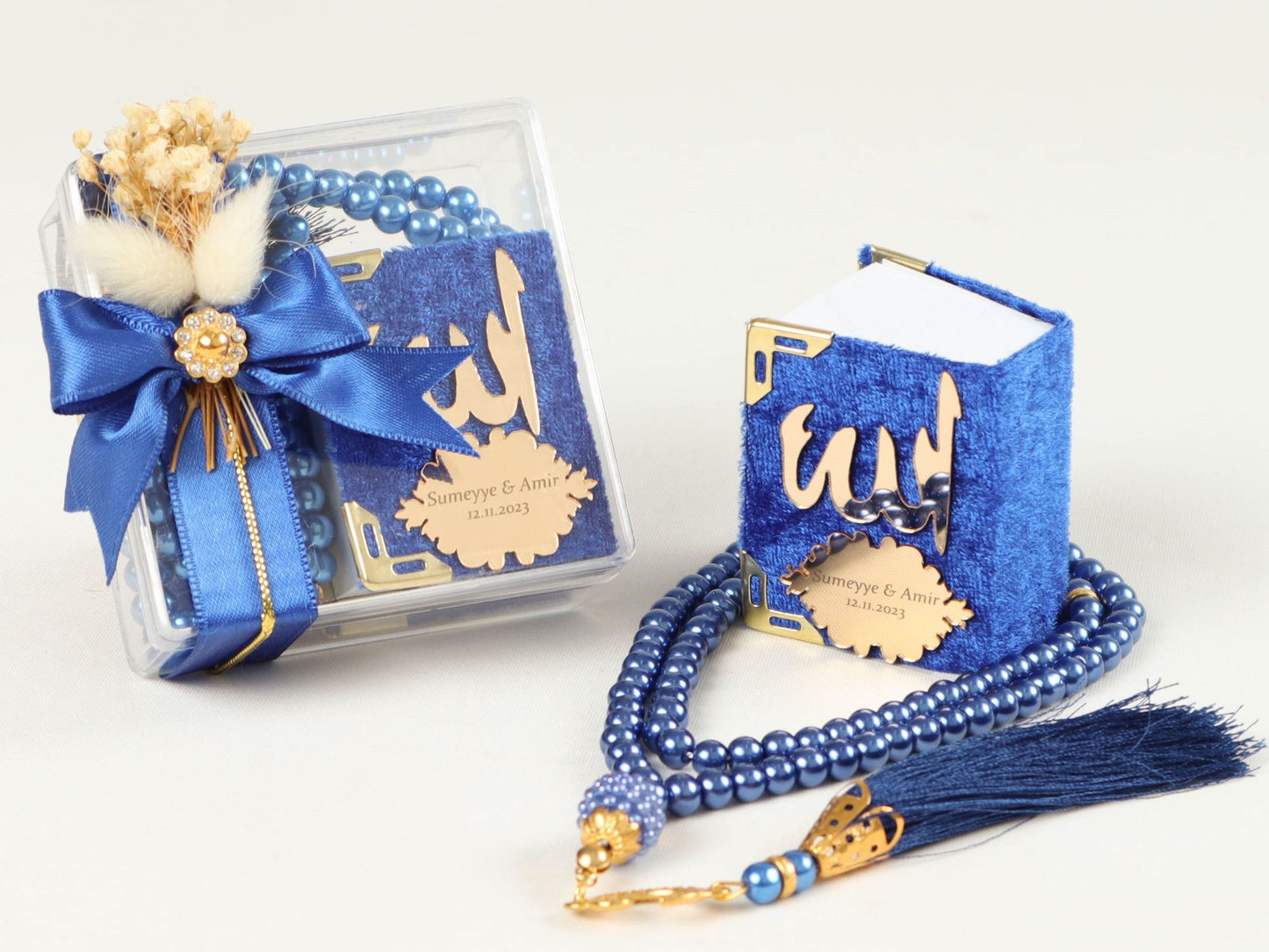 Personalized Mini Quran Prayer Beads Flower with Pearl Wedding Favor
