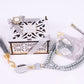 Personalized Mini Quran Prayer Bead Wooden Box with Silver Acrylic Set