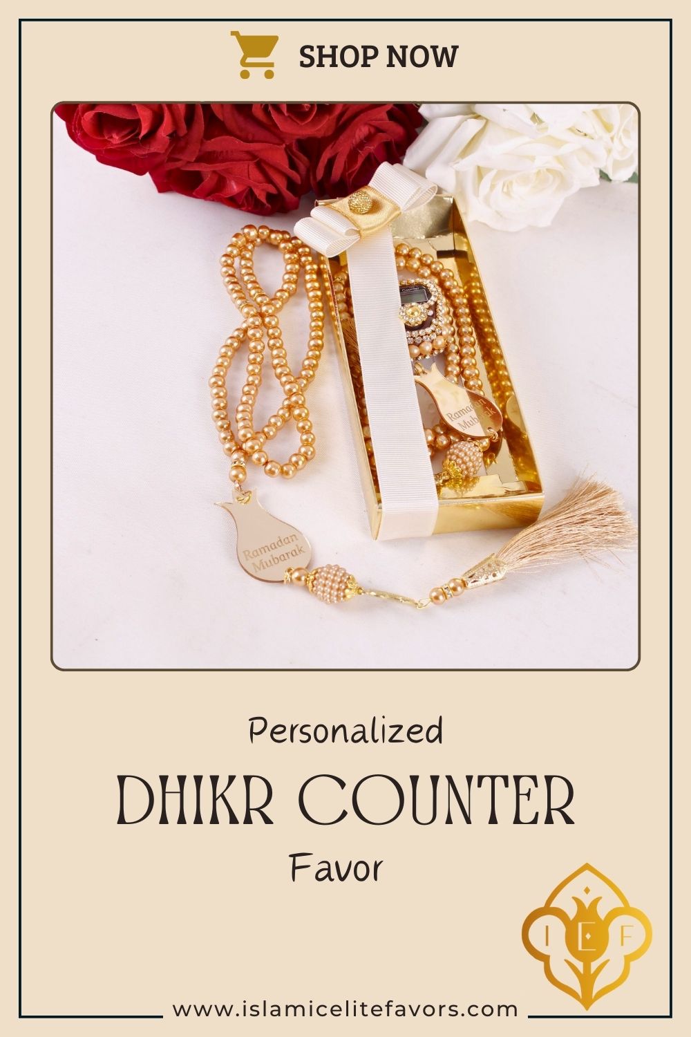Personalized  Dhikr Counter Pearl Prayer Beads Ramadan Islamic Favors - Islamic Elite Favors is a handmade gift shop offering a wide variety of unique and personalized gifts for all occasions. Whether you're looking for the perfect Ramadan, Eid, Hajj, wedding gift or something special for a birthday, baby shower or anniversary, we have something for everyone. High quality, made with love.