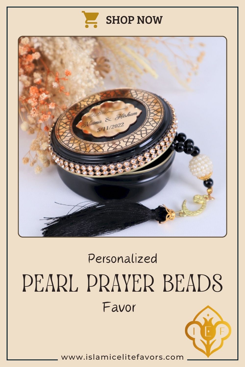 Personalized Pearl Prayer Beads in Metal Box Islamic Wedding Favors - Islamic Elite Favors is a handmade gift shop offering a wide variety of unique and personalized gifts for all occasions. Whether you're looking for the perfect Ramadan, Eid, Hajj, wedding gift or something special for a birthday, baby shower or anniversary, we have something for everyone. High quality, made with love.