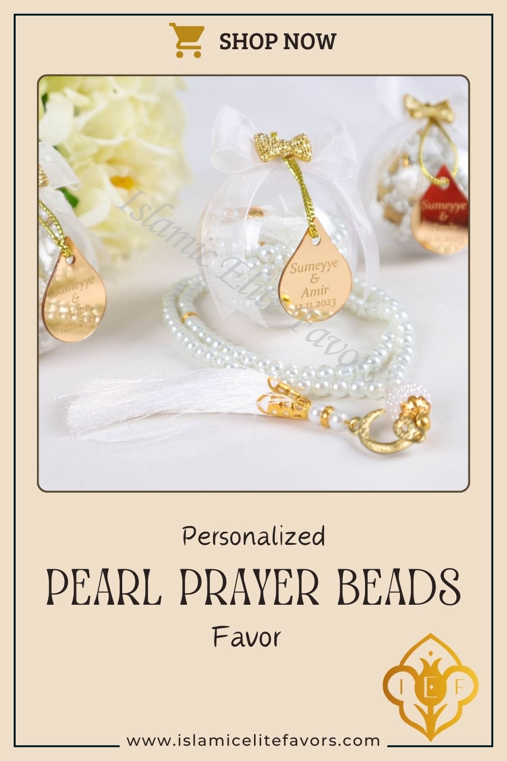Personalized Pearl Prayer Beads Muslim Wedding Baby Shower Ramadan Gift