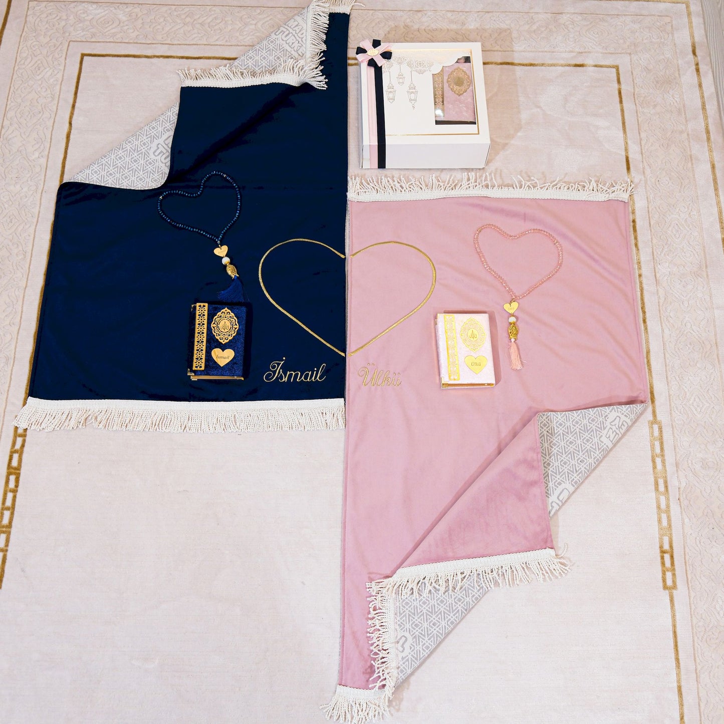 Personalized Luxury Velvet Prayer Mat Set Gift for Couple Islamic Gift - Islamic Elite Favors is a handmade gift shop offering a wide variety of unique and personalized gifts for all occasions. Whether you're looking for the perfect Ramadan, Eid, Hajj, wedding gift or something special for a birthday, baby shower or anniversary, we have something for everyone. High quality, made with love.