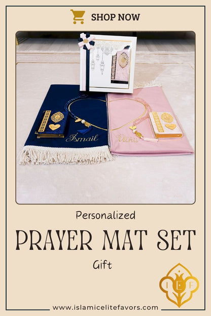 Personalized Luxury Velvet Prayer Mat Set Gift for Couple Islamic Gift - Islamic Elite Favors is a handmade gift shop offering a wide variety of unique and personalized gifts for all occasions. Whether you're looking for the perfect Ramadan, Eid, Hajj, wedding gift or something special for a birthday, baby shower or anniversary, we have something for everyone. High quality, made with love.