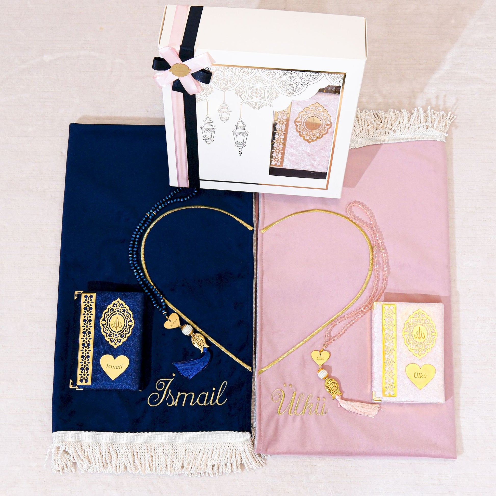 Personalized Luxury Velvet Prayer Mat Set Gift for Couple Islamic Gift - Islamic Elite Favors is a handmade gift shop offering a wide variety of unique and personalized gifts for all occasions. Whether you're looking for the perfect Ramadan, Eid, Hajj, wedding gift or something special for a birthday, baby shower or anniversary, we have something for everyone. High quality, made with love.