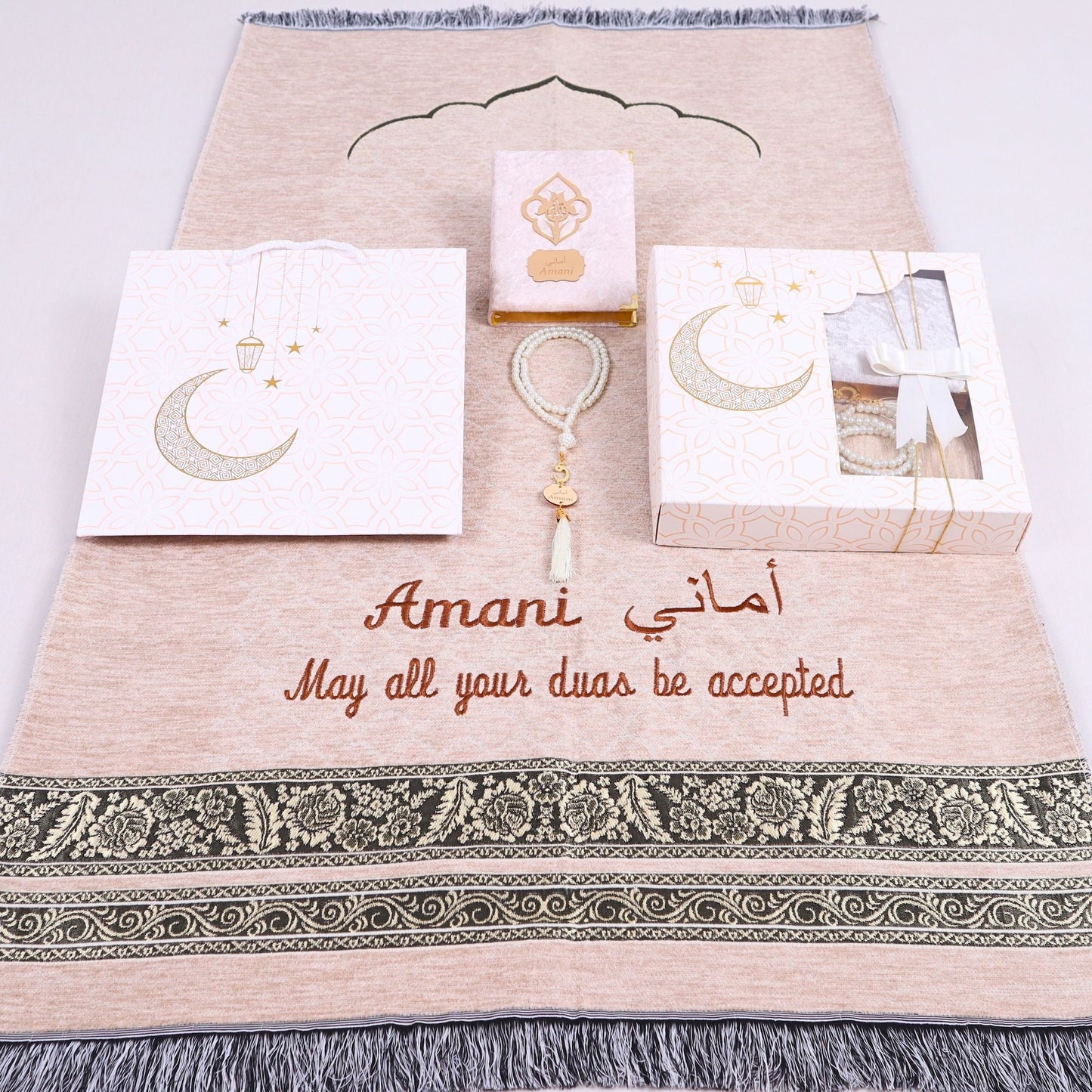 Personalized Lightweight Prayer Mat Quran Tasbeeh Islamic Gift Set - Islamic Elite Favors is a handmade gift shop offering a wide variety of unique and personalized gifts for all occasions. Whether you're looking for the perfect Ramadan, Eid, Hajj, wedding gift or something special for a birthday, baby shower or anniversary, we have something for everyone. High quality, made with love.