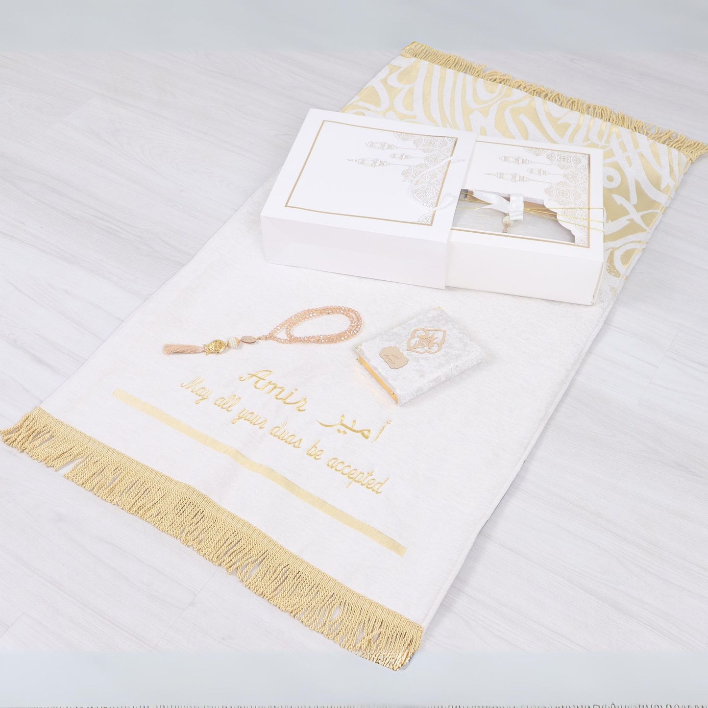 Personalized Thick Padded Prayer Mat Quran Tasbeeh Islamic Gift Set - Islamic Elite Favors is a handmade gift shop offering a wide variety of unique and personalized gifts for all occasions. Whether you're looking for the perfect Ramadan, Eid, Hajj, wedding gift or something special for a birthday, baby shower or anniversary, we have something for everyone. High quality, made with love.