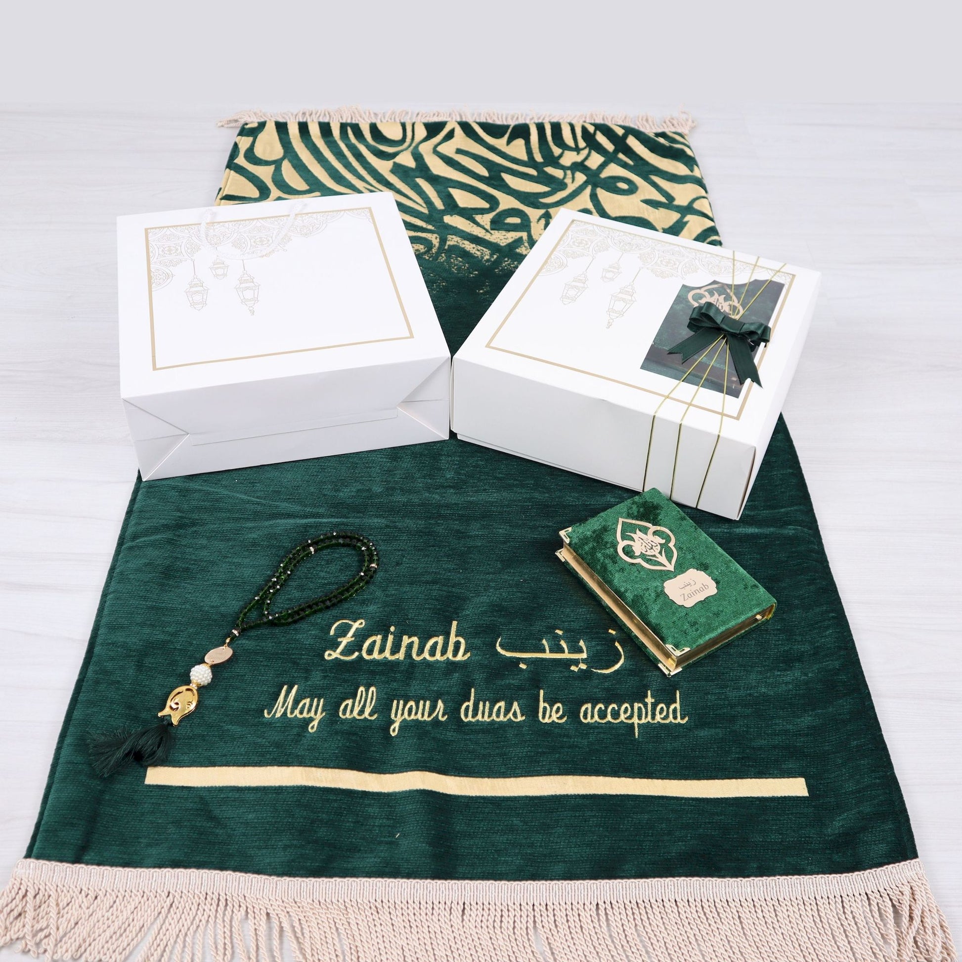 Personalized Thick Padded Prayer Mat Quran Tasbeeh Islamic Gift Set - Islamic Elite Favors is a handmade gift shop offering a wide variety of unique and personalized gifts for all occasions. Whether you're looking for the perfect Ramadan, Eid, Hajj, wedding gift or something special for a birthday, baby shower or anniversary, we have something for everyone. High quality, made with love.