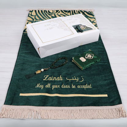 Personalized Thick Padded Prayer Mat Quran Tasbeeh Islamic Gift Set - Islamic Elite Favors is a handmade gift shop offering a wide variety of unique and personalized gifts for all occasions. Whether you're looking for the perfect Ramadan, Eid, Hajj, wedding gift or something special for a birthday, baby shower or anniversary, we have something for everyone. High quality, made with love.