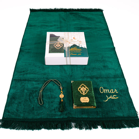 Personalized Elegant Velvet Prayer Mat Quran Tasbeeh Islamic Gift Set - Islamic Elite Favors is a handmade gift shop offering a wide variety of unique and personalized gifts for all occasions. Whether you're looking for the perfect Ramadan, Eid, Hajj, wedding gift or something special for a birthday, baby shower or anniversary, we have something for everyone. High quality, made with love.