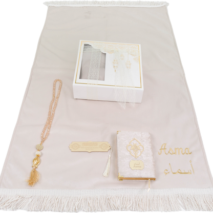 Personalized High Quality Velvet Prayer Mat Quran Tasbeeh Gift Set - Islamic Elite Favors is a handmade gift shop offering a wide variety of unique and personalized gifts for all occasions. Whether you're looking for the perfect Ramadan, Eid, Hajj, wedding gift or something special for a birthday, baby shower or anniversary, we have something for everyone. High quality, made with love.