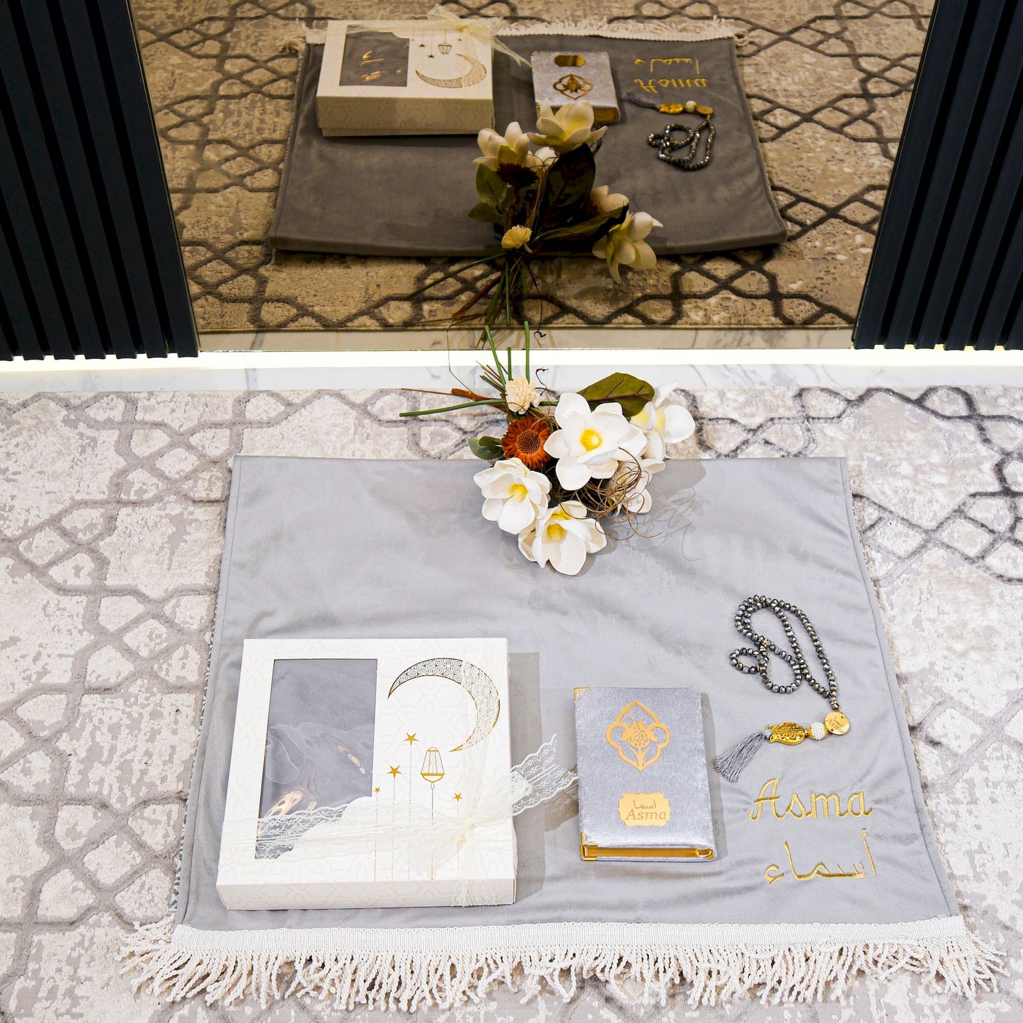 Personalized High Quality Velvet Prayer Mat Quran Tasbeeh Gift Set - Islamic Elite Favors is a handmade gift shop offering a wide variety of unique and personalized gifts for all occasions. Whether you're looking for the perfect Ramadan, Eid, Hajj, wedding gift or something special for a birthday, baby shower or anniversary, we have something for everyone. High quality, made with love.