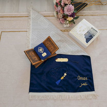 Personalized High Quality Velvet Prayer Mat Quran Tasbeeh Gift Set - Islamic Elite Favors is a handmade gift shop offering a wide variety of unique and personalized gifts for all occasions. Whether you're looking for the perfect Ramadan, Eid, Hajj, wedding gift or something special for a birthday, baby shower or anniversary, we have something for everyone. High quality, made with love.