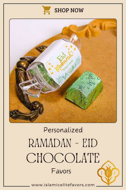 Personalised Eid Chocolate Gift, Ramadan Eid Mubarak Sweet Boxes Favors For Guests - Islamic Elite Favors is a handmade gift shop offering a wide variety of unique and personalized gifts for all occasions. Whether you're looking for the perfect Ramadan, Eid, Hajj, wedding gift or something special for a birthday, baby shower or anniversary, we have something for everyone. High quality, made with love.