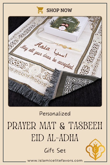 Personalized Prayer Mat Set, Eid Al Adha, Hajj Umrah Mubarak, Eid Gifts, Eid Mubarak, Islamic Gifts, Birthday Gift, Mothers Fathers Day Gift - Islamic Elite Favors is a handmade gift shop offering a wide variety of unique and personalized gifts for all occasions. Whether you're looking for the perfect Ramadan, Eid, Hajj, wedding gift or something special for a birthday, baby shower or anniversary, we have something for everyone. High quality, made with love.