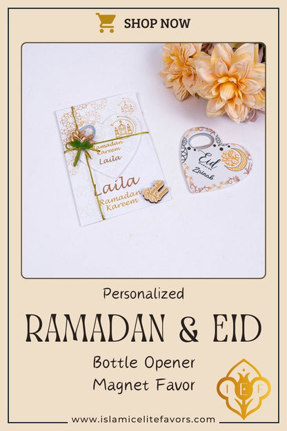 Personalized Bottle Opener Magnet Favors for Guests in Bulk, Wedding Baby Shower Ramadan Eid Gifts - Islamic Elite Favors is a handmade gift shop offering a wide variety of unique and personalized gifts for all occasions. Whether you're looking for the perfect Ramadan, Eid, Hajj, wedding gift or something special for a birthday, baby shower or anniversary, we have something for everyone. High quality, made with love.