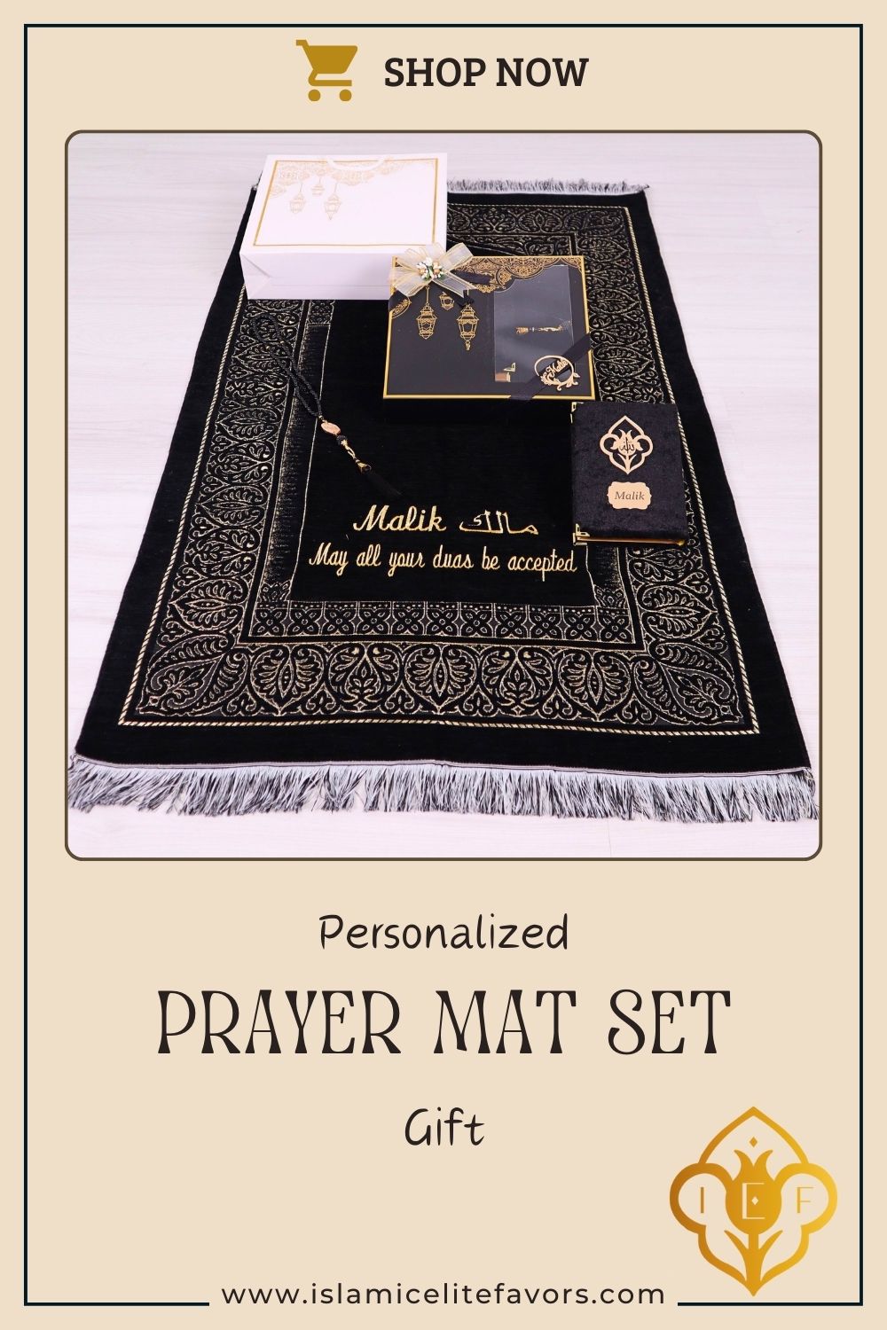 Personalized Taffeta Prayer Mat Quran Tasbeeh Islamic Muslim Gift Set, Ramadan Eid Wedding Birthday Fathers Mothers Days Gifts - Islamic Elite Favors is a handmade gift shop offering a wide variety of unique and personalized gifts for all occasions. Whether you're looking for the perfect Ramadan, Eid, Hajj, wedding gift or something special for a birthday, baby shower or anniversary, we have something for everyone. High quality, made with love.