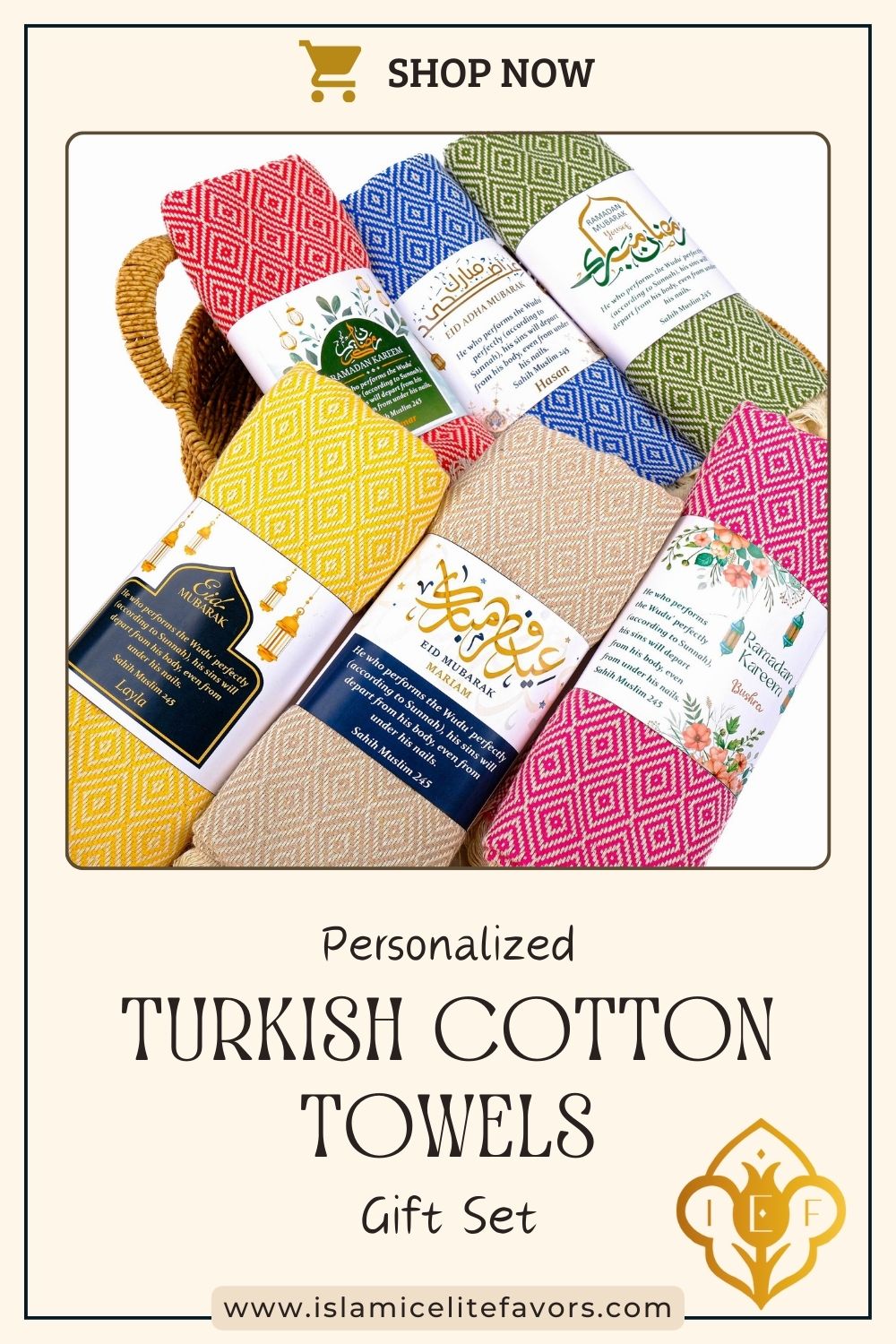 Personalized Turkish Cotton Peshtemal Towels, Custom Ramadan Eid Muslim Party Favors - Islamic Elite Favors is a handmade gift shop offering a wide variety of unique and personalized gifts for all occasions. Whether you're looking for the perfect Ramadan, Eid, Hajj, wedding gift or something special for a birthday, baby shower or anniversary, we have something for everyone. High quality, made with love.